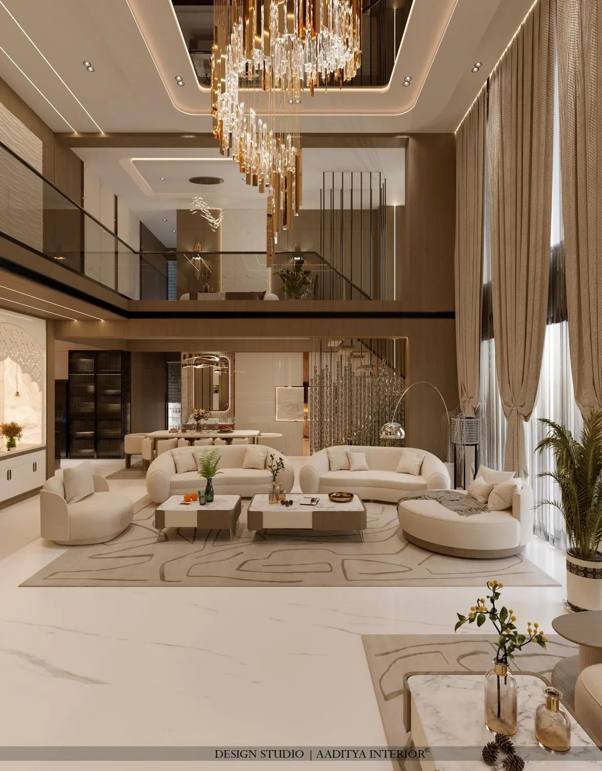 Luxury living room designed by Aaditya Interior