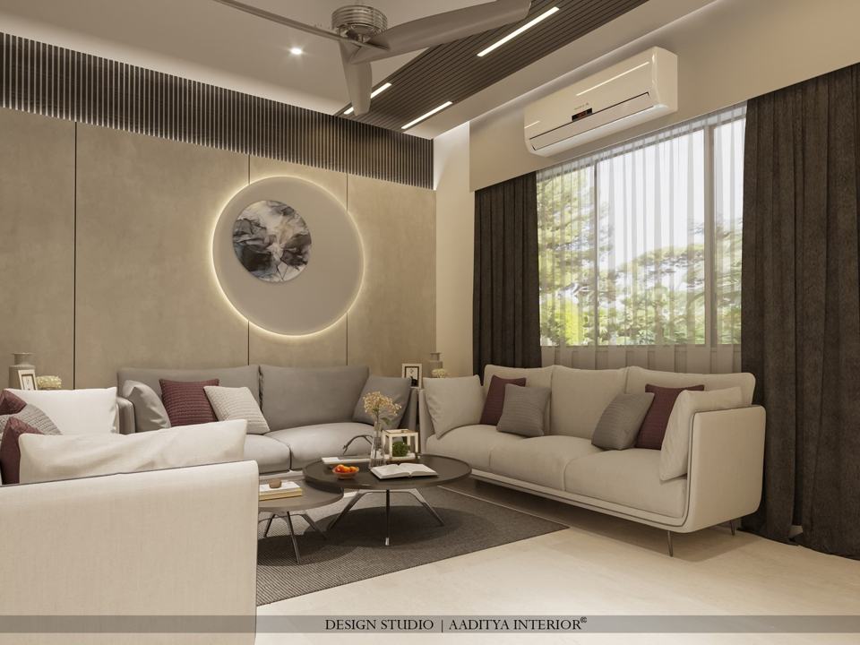 simple living room with white and beige colours – photo 3