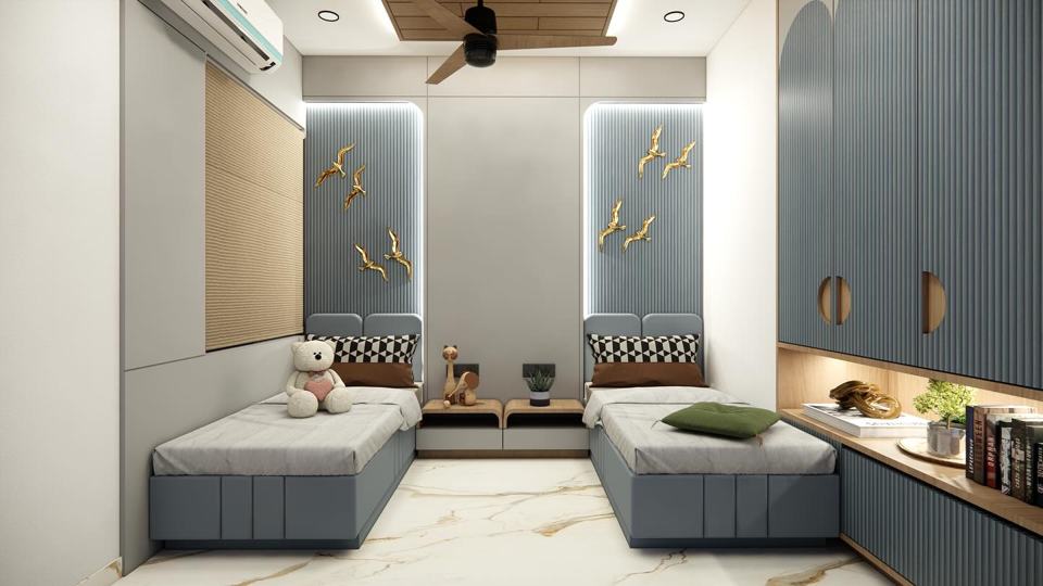 Children bedroom with pastel colours