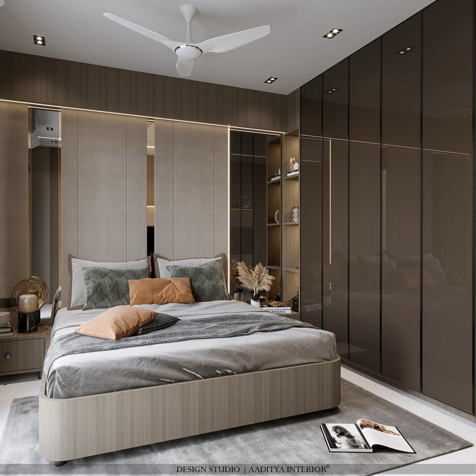 Master bedroom with mild colour combination