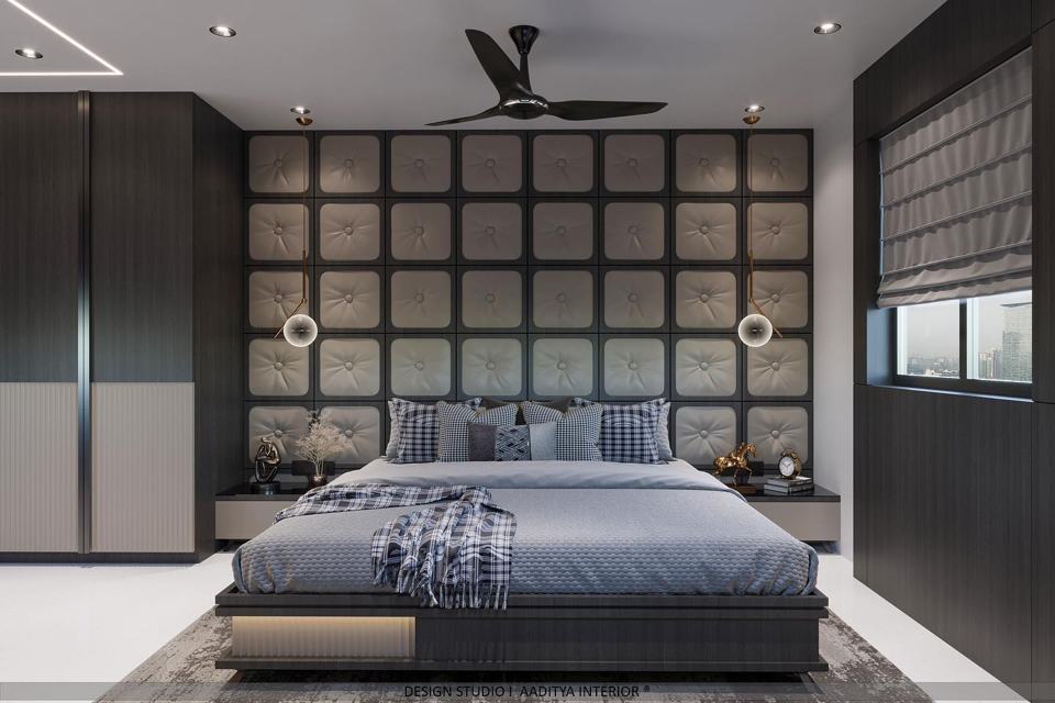 A beautiful bedroom design featuring an abobey veneer and stanley…