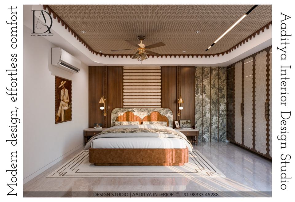 Warm wood tones, elegant textures & ambient lighting