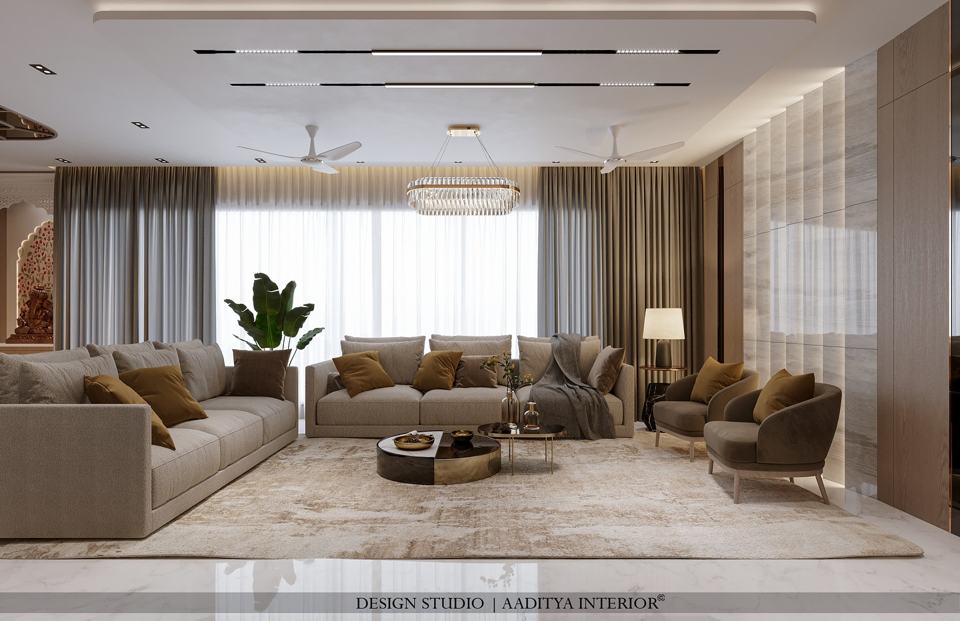 This modern living room blends functionality with high-end…