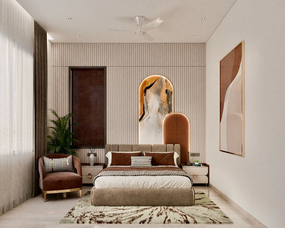 This modern luxury bedroom interior showcases a perfect blend of…