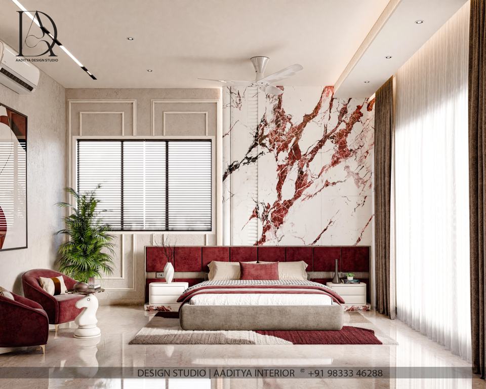 Red velate bedroom