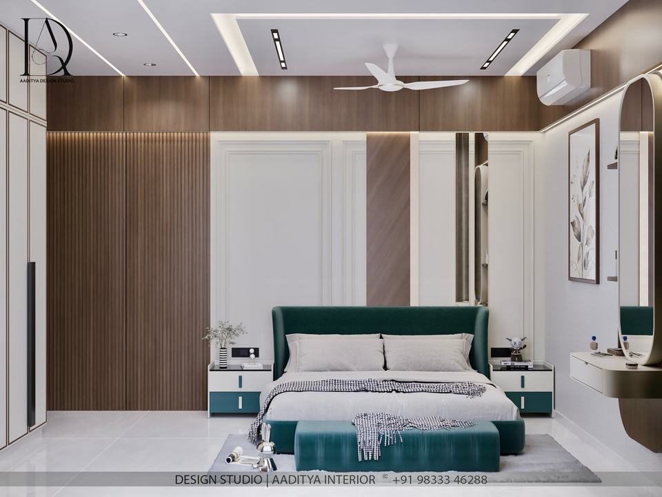 Aaditya Interiors brings a bedroom design that blends comfort,…