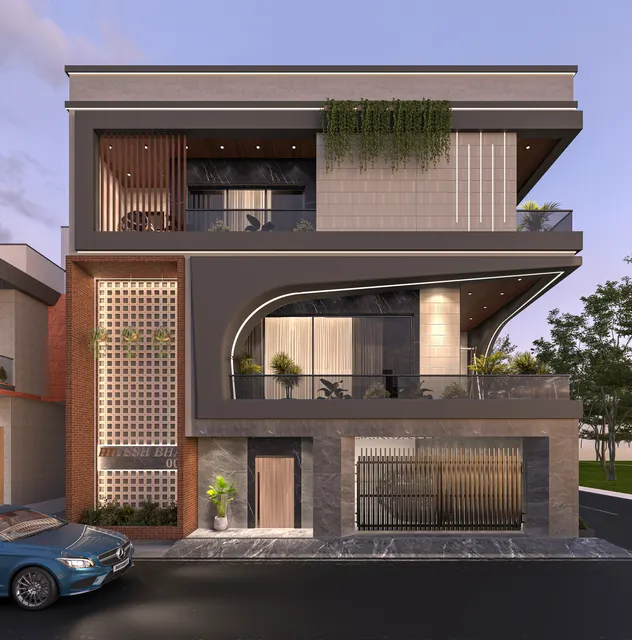 Elevation interior design – Arched Facade Residence, Surat (view 2)