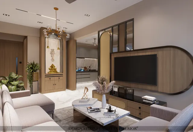 Apartment interior design – Arched Mural Residence, Surat (view 2)
