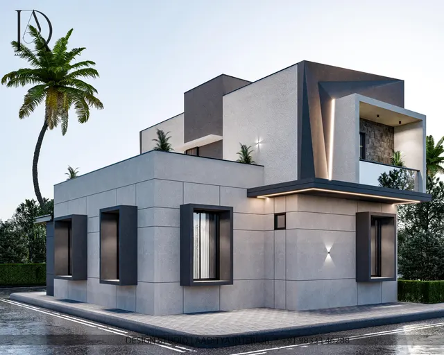 Bungalow Elevation interior design – Compact Modern Bungalow, India (view 5)