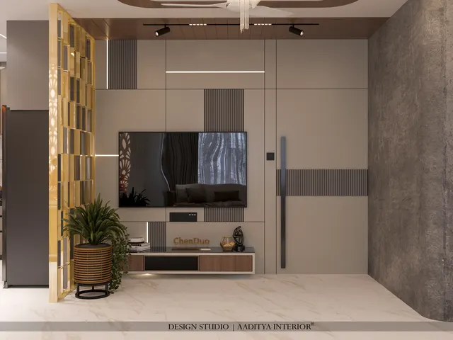 Apartment interior design – Ivory & Walnut Apartment, Surat (view 2)