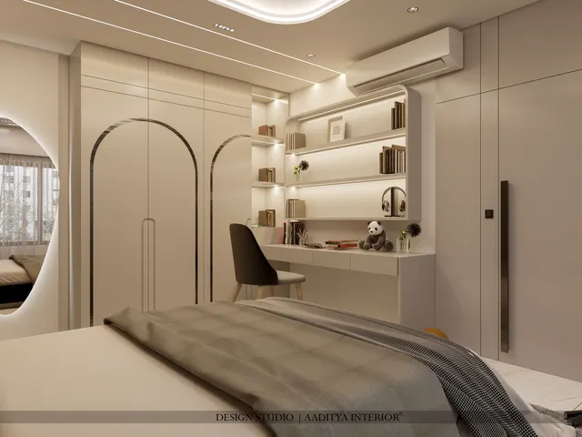 Apartment interior design – Ivory & Walnut Apartment, Surat (view 6)