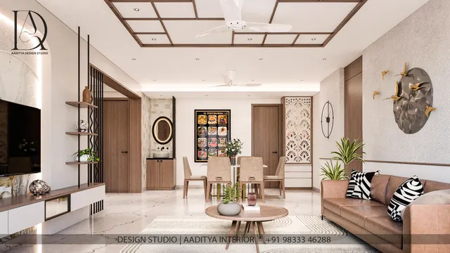 Apartment interior design – Lattice Ceiling Apartment, Surat (view 3)