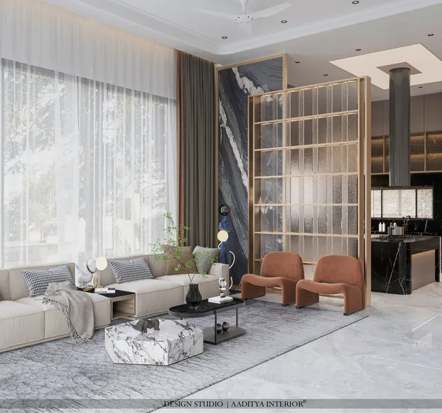 Bungalow interior design – Pastel & Stone Residence, Surat (view 3)