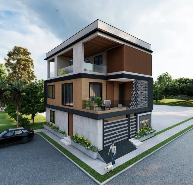 Bungalow & Interiors interior design – Contemporary Bungalow Elevation, Surat (view 3)