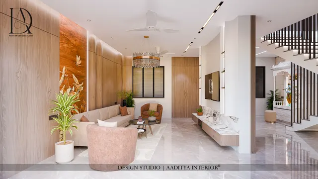 Bungalow & Elevation interior design – Sculpted Stair Bungalow, Surat (view 4)