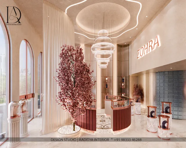 Jewellery Showroom interior design – Zohra Jewellers, Surat (view 2)