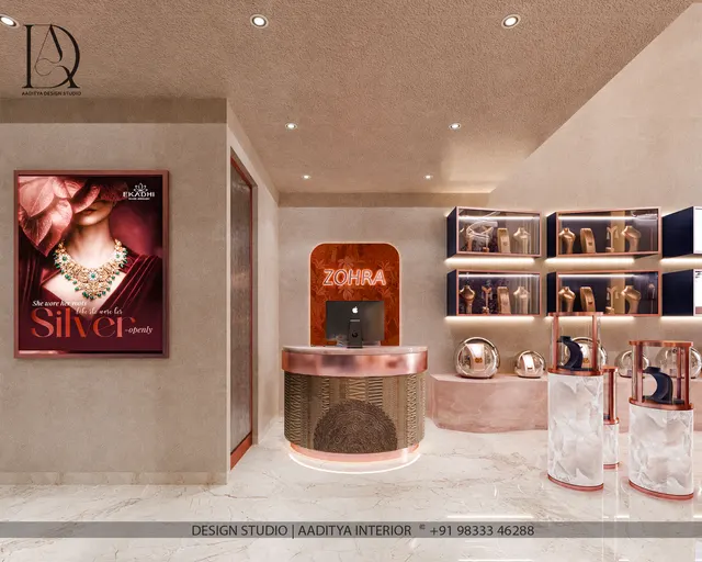 Jewellery Showroom interior design – Zohra Jewellers, Surat (view 4)